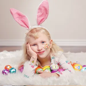 Osterhase temporäre Tattoos und bunte Eier Aufkleber Set, ideal für Kinderparty Dekoration.