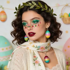 Tatuajes Temporales de Cara Impermeables de Pascua Pegatinas de Pecas Huevo de Pascua Conejo Fiesta Maquillage Calcomanías Corporales