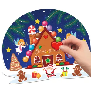 Set adesivi per festa di Natale con casa di pan di zenzero fai da te bambini