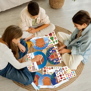 Bambini Natale casa di pan di zenzero adesivi scena fai da te, giocattoli decorativi.