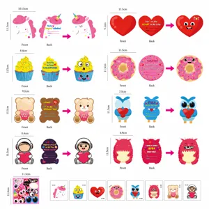 Valentine's cartoon DIY greeting card set with cute designs, perfect for gifts and party decor.