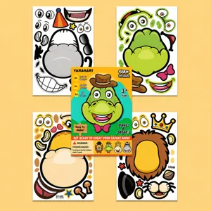 Kinderen Make A Face Stickers Cartoon Dier DIY Expressie Puzzel Spel Ambacht Stickers Set Feestgunsten Educatief Speelgoed