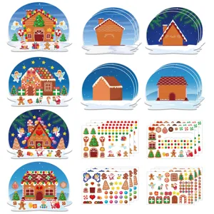 Adesivi per Scene Sagomate Casetta di Pan di Zenzero di Natale per Bambini Decorazione per Feste di Festa Accessori di Carta Fai da Te