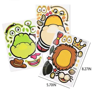 Kinderen gezicht maken DIY stickers tekenfilm dier puzzel spel vellen speelgoed