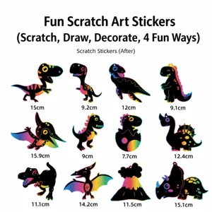 Kids dinosaur scratch art paper colorful DIY magic painting crafts toys for students.