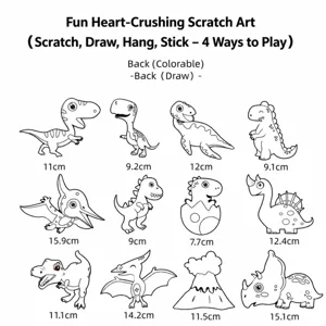 Kids dinosaur scratch art paper set DIY colorful magic drawing cards hanging decorations spec