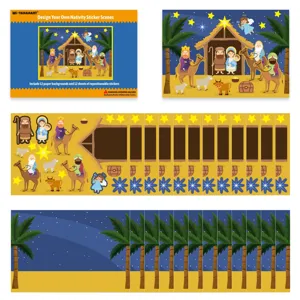 Kids DIY Christmas Nativity Sticker Scenes Set Children Educational Puzzle Toy Religious Story Wall Decal Holiday Gift