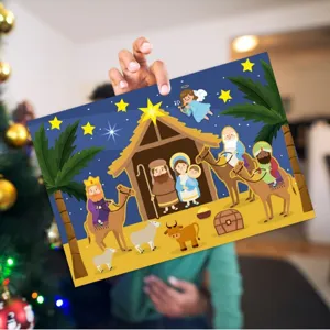 Children DIY Christmas Nativity Scene Stickers Manger Story Decorative Poster Gift 1pc