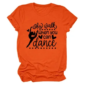 Πορτοκαλί γυναικείο κοντομάνικο t-shirt casual στρογγυλή λαιμόκοψη γραφικό τοπ καλοκαίρι