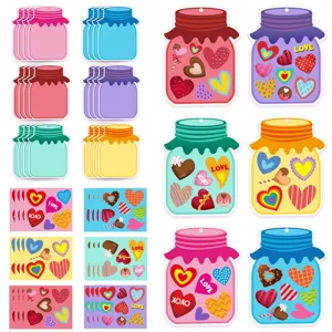 Valentine Day Heart Bottle DIY Greeting Card Colorful Stickers And Ribbons For Party Decoration And Gift