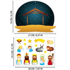 Ensemble d'autocollants de crèche de Noël pour enfants décoration de fête mignons autocollants