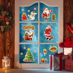 Christmas window stickers waterproof festive glass decals for holiday home decor party supplies