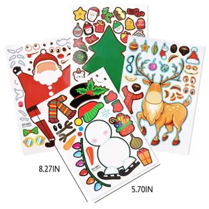 Kinder Weihnachten DIY Aufkleber Set, süße Cartoon Weihnachtsmann Schneemann Party Dekor.