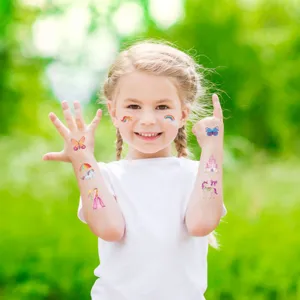 Kids glitter temporary tattoo stickers cute unicorn princess butterfly designs for party