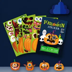 Kids Halloween stickers DIY cute pumpkin face decoration funny cartoon party game decal crafts