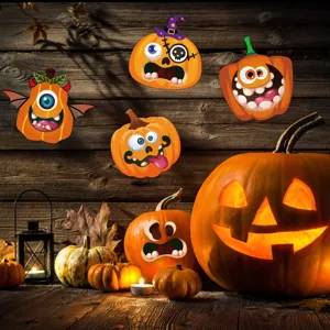 Halloween cartoon pumpkin decorative stickers, funny DIY expression stickers for kids party.