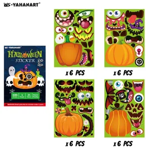 Kids Halloween DIY pumpkin expression sticker set with over 500 pieces and 24 colorful sheets.