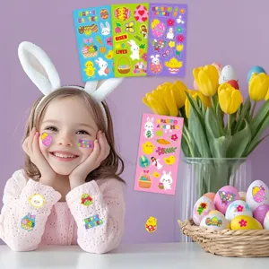 Lindas pegatinas de pascua de dibujos animados conejo huevo sobre fiesta regalo decoración