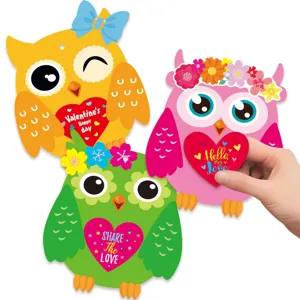 Valentine day colorful owl DIY greeting card set holiday party decorative hanging ornaments
