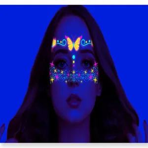 Festival fluoreszierende leuchtende Schmetterling Gesichtsticker wasserdichte Tattoos