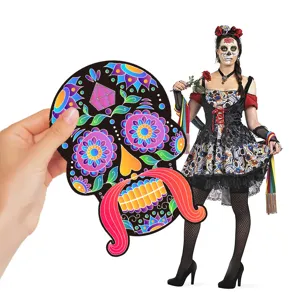 Halloween colorful skull scratch art DIY hanging decoration Mexican Day of the Dead party props