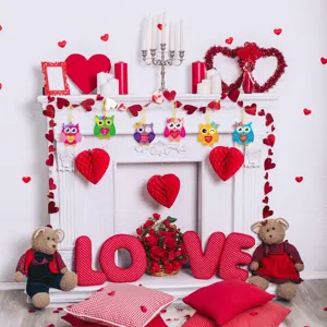 Valentine's Day colorful owl DIY greeting card festival scene decoration gift hanging set