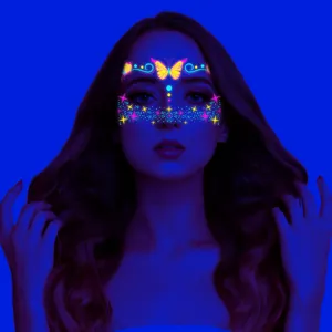 Festival leuchtende Schmetterling Gesichtsticker wasserdichte Neon Tattoos fur Party Make-up