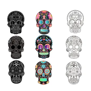 Halloween scratch art paper sugar skull DIY craft colorful day of the dead spooky decor