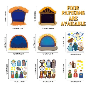 Christmas cartoon nativity scene DIY card stickers set for holiday tree party decoration gifts.