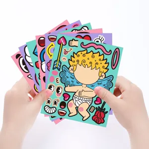 DIY Valentine cartoon expression sticker sheets for kids party game and cute holiday decoration