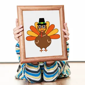 Autocollant mural dessin anime dindon de Thanksgiving pour la decoration de fete.