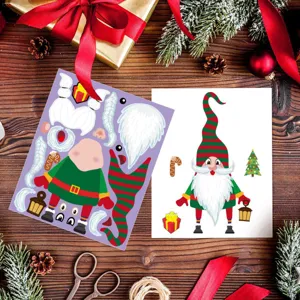 Pegatinas de Navidad con gnomos DIY para niños, decoraciones de ventanas y fiesta.