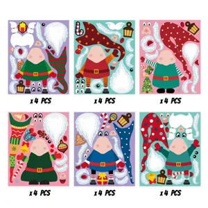 Set de pegatinas DIY de gnomo de Navidad, calcomanías de ventana de fiesta, manualidades infantiles.