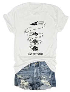 Lässiges weißes Kurzarm-Grafik-T-Shirt mit lustigem Papierflieger-Potenzial-Drucktop