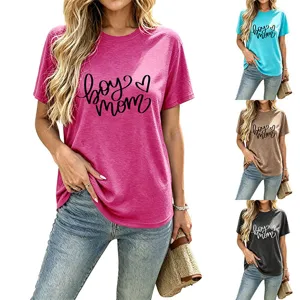 Lässiges Damen Kurzarm T-Shirt mit niedlichem Buchstaben-Druck für den Alltag.