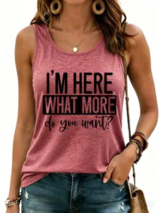 Detailed view of women casual graphic print tank top, sleeveless design, soft comfortable fabric.