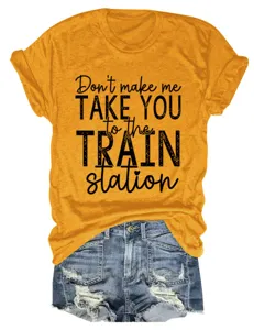 Damen Lässiges Rundhals Kurzarm T-Shirt Vintage Buchstaben Grafik Sommer T-Shirts Neu