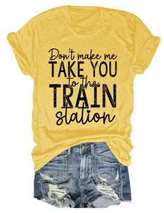 Lässiges Damen Rundhals Kurzarm T-Shirt mit lustigem Spruchdruck und angenehmem Material.