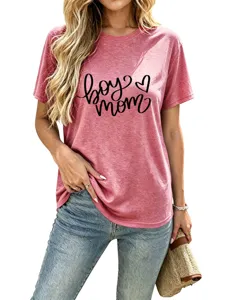 Locker sitzendes Damen Kurzarm T-Shirt mit Print, bequemer Baumwollmix für den Alltag.