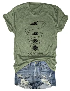 Olivgrünes Damen Kurzarm T-Shirt mit witzigem Papierflugzeug Motiv und coolem Print.