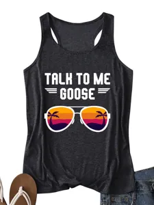 Zomerse casual racerback tanktop voor dames met coole grafische print, zachte stof.