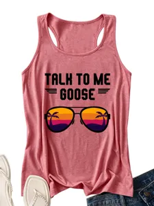 Dames zomer casual roze tanktop met grafische print en comfortabele pasvorm voor dagelijks gebruik.
