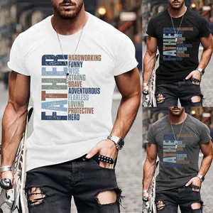 Men's casual short sleeve t-shirt with graphic print, comfortable loose fit streetwear top.