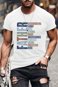 Men graphic short sleeve t-shirt father theme casual summer top comfortable daily wear
