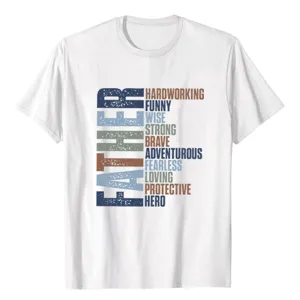 White short sleeve graphic t-shirt featuring distressed father theme text print details.