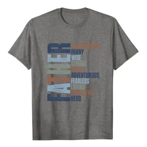 Mens grey short sleeve t-shirt featuring father typographic graphic print design detail