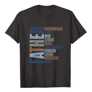 Men's casual short sleeve graphic t-shirt with father theme print, comfortable cotton top.