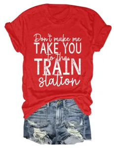 Rotes Damen Kurzarm T-Shirt mit lustigem Buchstabenprint lässiges Rundhals Oberteil neu