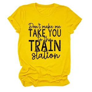 Damen gelbes Kurzarm Grafik T-Shirt mit lustigem Spruch lässiges Sommer Top für Frauen.