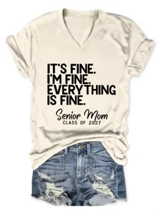 Women's casual V-neck short sleeve T-shirt with graphic print, comfortable everyday wear.